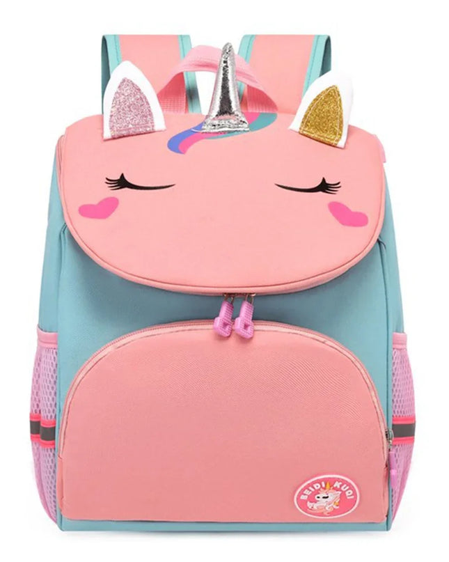 rosa einhorn rucksack kita - mit Glitzer-Ohren & Horn