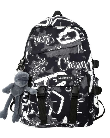 Rucksack für Jungs - Schwarz, wasserdicht mit Graffiti