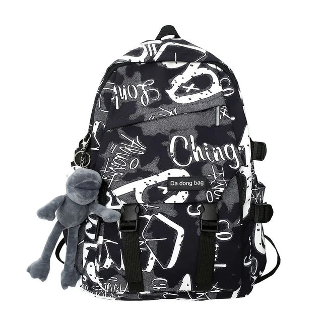 Rucksack für Jungs - Schwarz, wasserdicht mit Graffiti