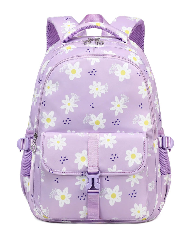 Lila Rucksack Mädchen Blumen - Wasserdicht, Nylon
