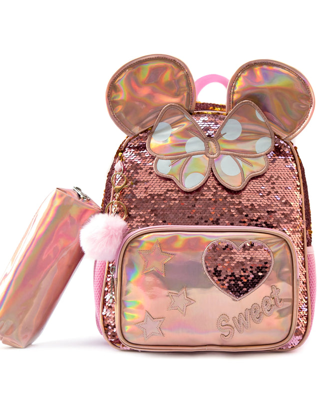 Kita Rucksack Mädchen 1 Jahr - Rosa Polyester Pailletten