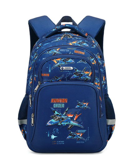 Kindergarten Rucksack Brustgurt - Blau, Kampfjet-Muster