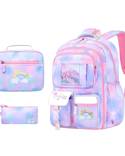 Rucksack-Set Mädchen Regenbogen Einhorn - 3-teilig Pastell