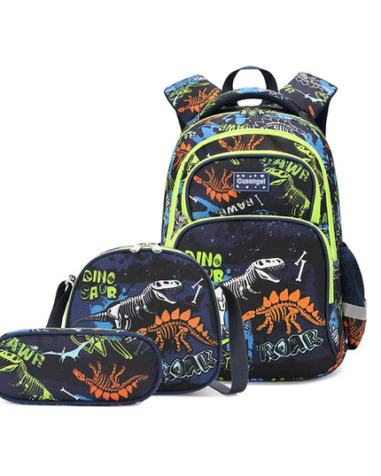 Rucksack-Set dunkelblau - Dinosaurier Oxford-Stoff