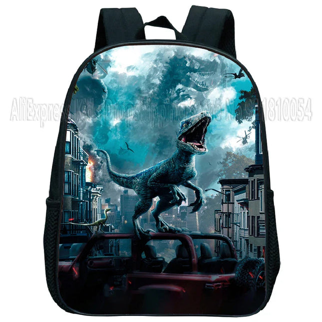 Rucksack Kita Junge - Schwarz mit Dino-Motiv, wasserdicht