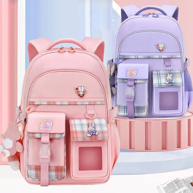 Kindergarten Rucksack Rosa kariert - Oxford Stoff