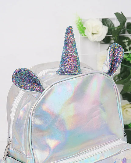 Silber Laser-Einhorn Rucksack Kinder - Holografisch & Wasserdicht