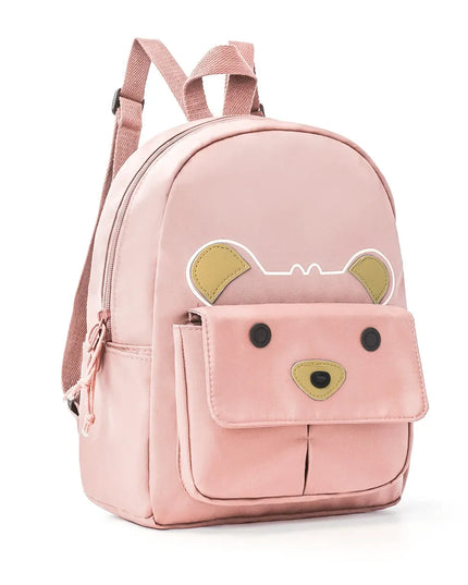 Rucksack Krippe Mädchen - Rosa Bärengesicht Polyester