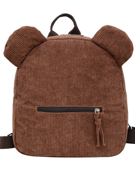 Brauner Cord Rucksack mit Bärenohren - Für Kinder