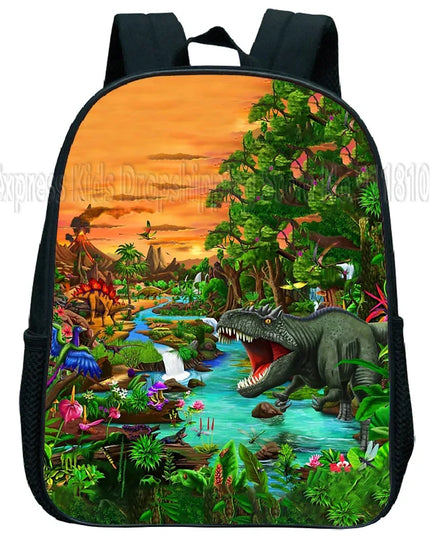 Kita Rucksack mit Dinosaurier-Motiv - Bunt & Wasserdicht