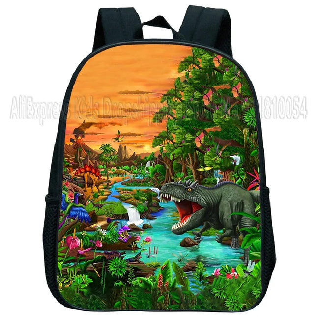 Kita Rucksack mit Dinosaurier-Motiv - Bunt & Wasserdicht