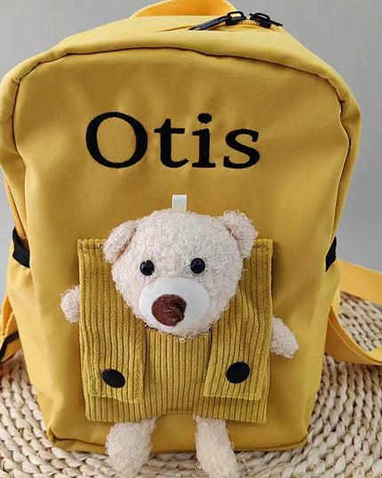 Rosa Kita Rucksack mit Teddybär - Polyester, Nylon