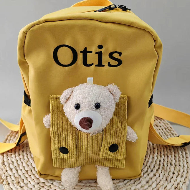 Roter Kita Rucksack mit Teddybär - Polyester für Kinder