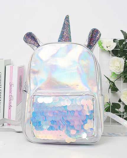 Silber Laser-Einhorn Rucksack Kinder - Holografisch & Wasserdicht