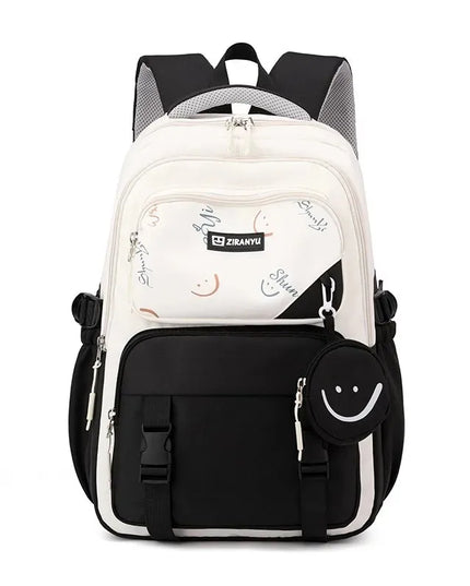 schwarzer rucksack mädchen smiley - Nylon, viele Fächer
