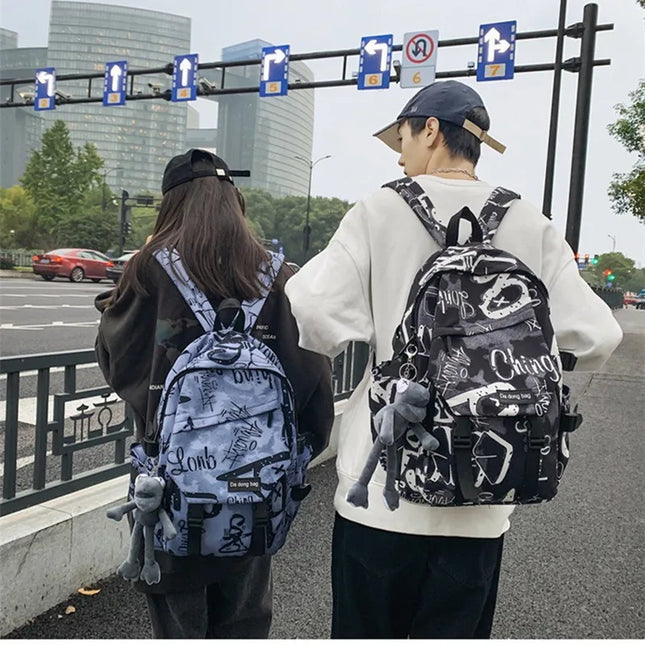 Rucksack Jungen 12 Jahre - Blau, Graffiti-Muster