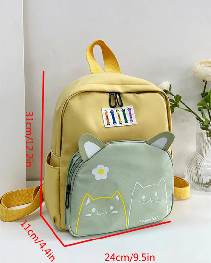 Schwarz-weißer Kita Rucksack mit Katzenmotiv - für Mädchen