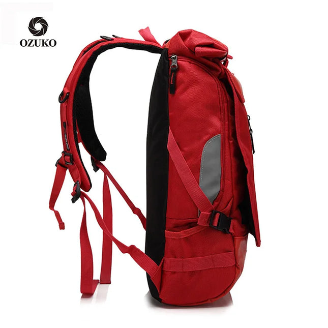 Roter Rucksack Jungen - Aus Oxford-Stoff mit Rollverschluss