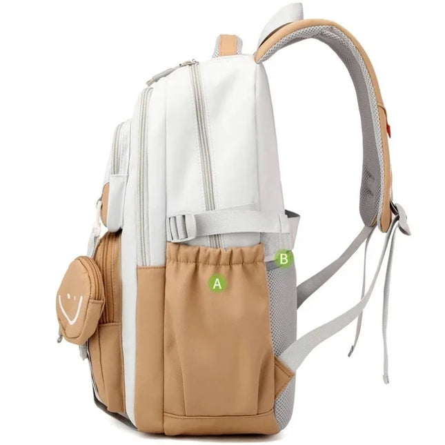 schwarzer rucksack mädchen smiley - Nylon, viele Fächer