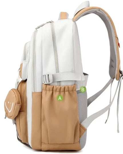 Rucksack für Mädchen - Weiß Nylon mit Smiley