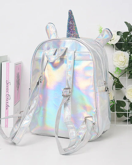 Silber Laser-Einhorn Rucksack Kinder - Holografisch & Wasserdicht