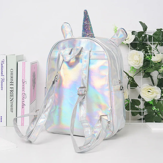 Silber Laser-Einhorn Rucksack Kinder - Holografisch & Wasserdicht