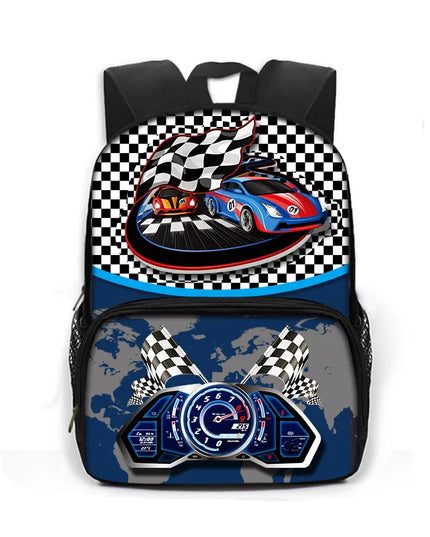 Rucksack für die Grundschule - Blau mit Rennwagen-Motiv