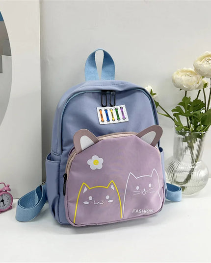 Kita Rucksack Mädchen - Hellblau mit Katzenmotiv