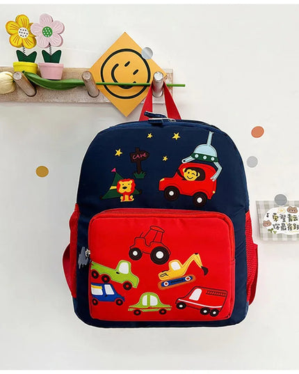 Kindergarten Rucksack Junge - Dunkelblau mit Fahrzeugen
