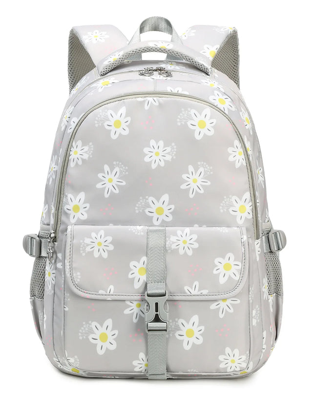 Grauer Rucksack Mädchen Gänseblümchen - Wasserdichtes Oxford