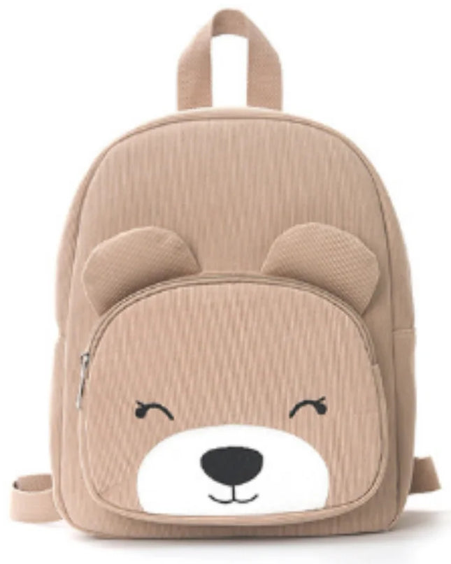Beiger Bären Rucksack mit gerippter Struktur - aus Plüsch