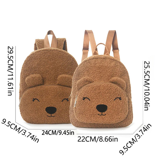 brauner plüschrucksack bärenkopf - aus weichem Plüsch