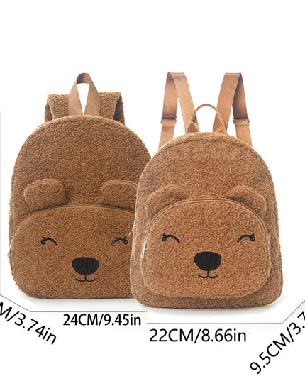 Brauner Bären Rucksack Grundschule - aus weichem Plüsch