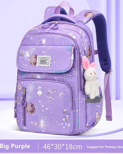 Lila Rucksack Mädchen mit Hasen-Anhänger - Wasserdicht