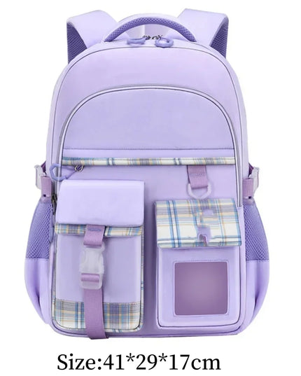 Lila Rucksack Kindergarten Kariert - Oxford, Netztaschen