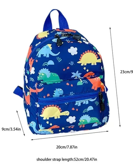 Blauer Rucksack Kinder - Dino-Design & Wasserdicht