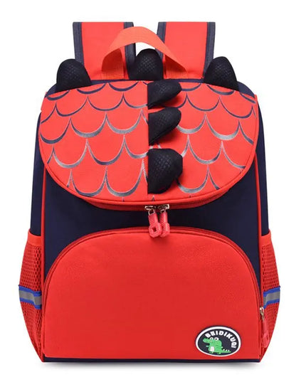 Roter Kita Rucksack mit Dinosaurier-Stacheln - Oxford Nylon
