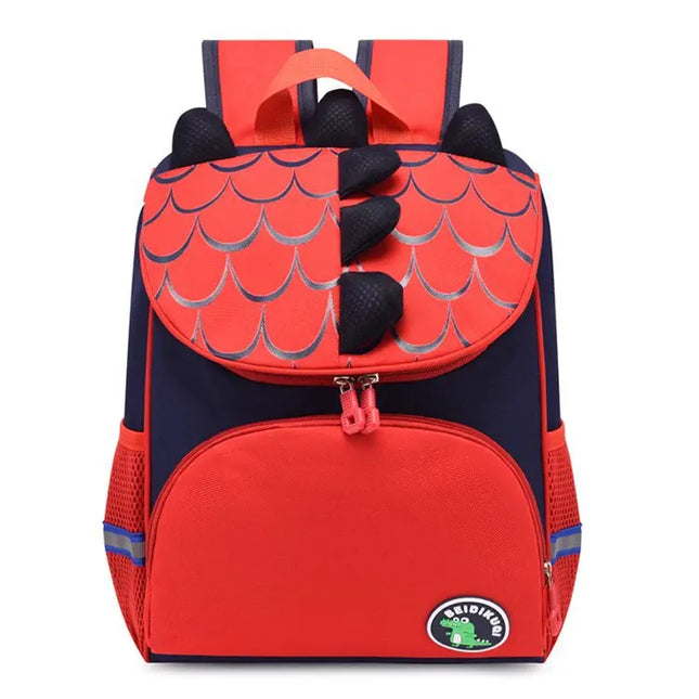 Roter Kita Rucksack mit Dinosaurier-Stacheln - Oxford Nylon