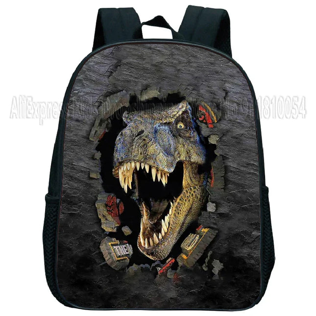 Kita Rucksack mit 3D Dinosaurier Motiv - Schwarz, Nylon