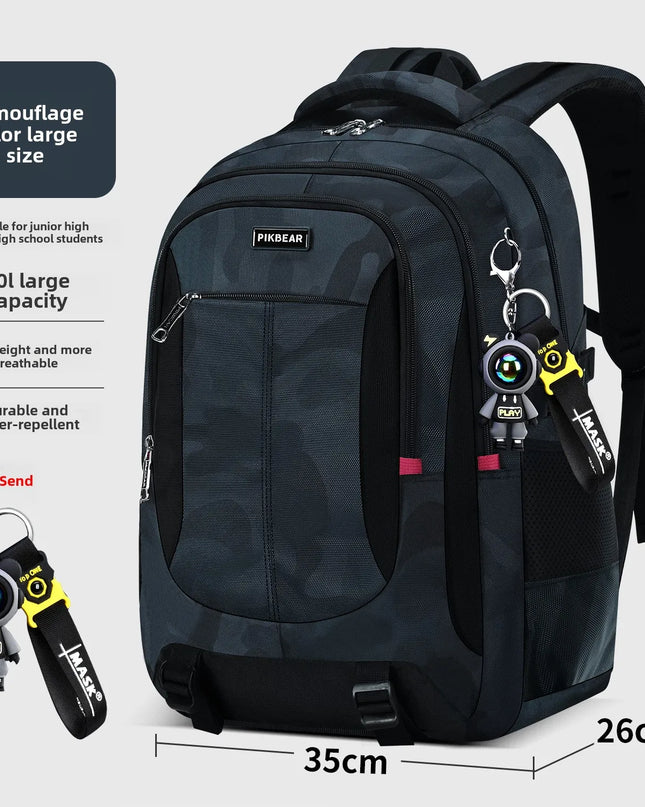 Rucksack dunkelgrau - Nylon Tarnmuster Schüler