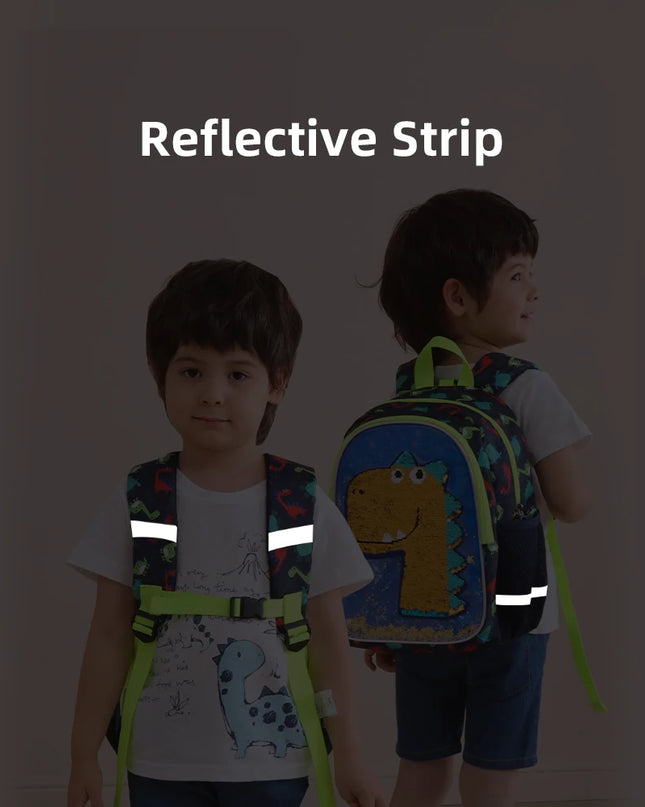 Blauer Kita Rucksack mit Wendepailletten Dinosaurier