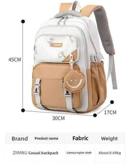 Rucksack für Mädchen - Weiß Nylon mit Smiley