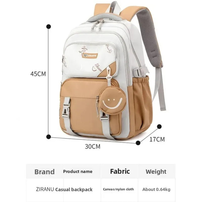 Rucksack für Mädchen - Weiß Nylon mit Smiley