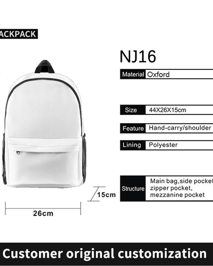 Mädchen Rucksack - Weiß Oxford-Stoff Kompakt