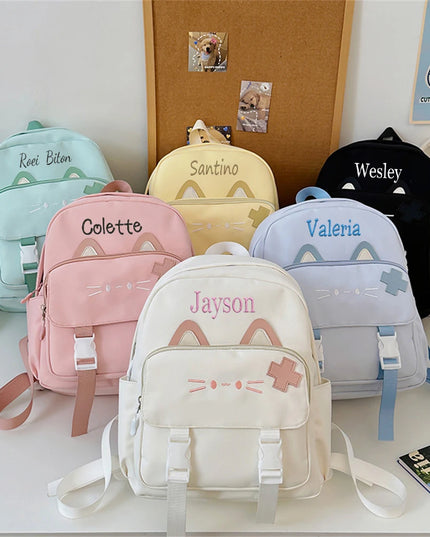 weißer kita rucksack mit katzenohren - Denim, Niedlich