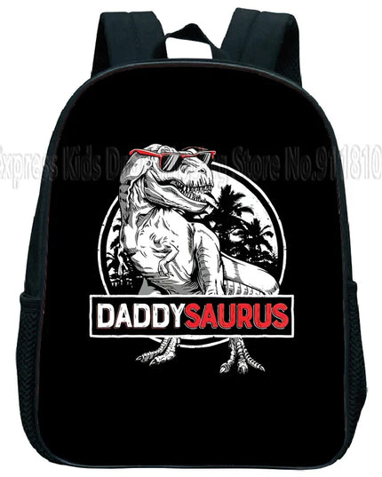 schwarzer daddysaurus rucksack kita - mit Dino-Print