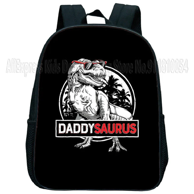 schwarzer daddysaurus rucksack kita - mit Dino-Print