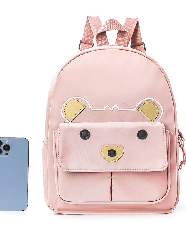 Rucksack Krippe Mädchen - Rosa Bärengesicht Polyester