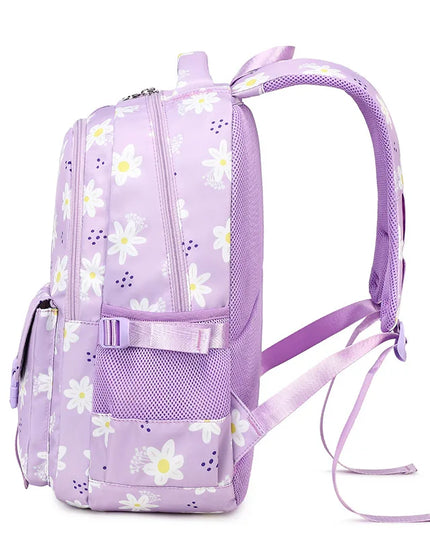 Schwarzer Rucksack Mädchen Blumen - Gänseblümchen-Design
