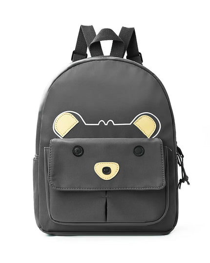 Grauer Rucksack mit Bärengesicht für Mädchen - Polyester